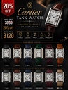 Cartier Tank Style Luxury Leather Strap Watch